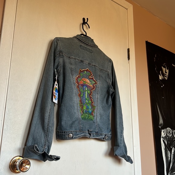 Hand-Painted Electric Mushroom Jean Jacket - Picture 5 of 7